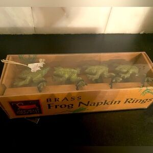 Brass Frog Toad Napkin Ring Holders  Set of 4 Table Decor
